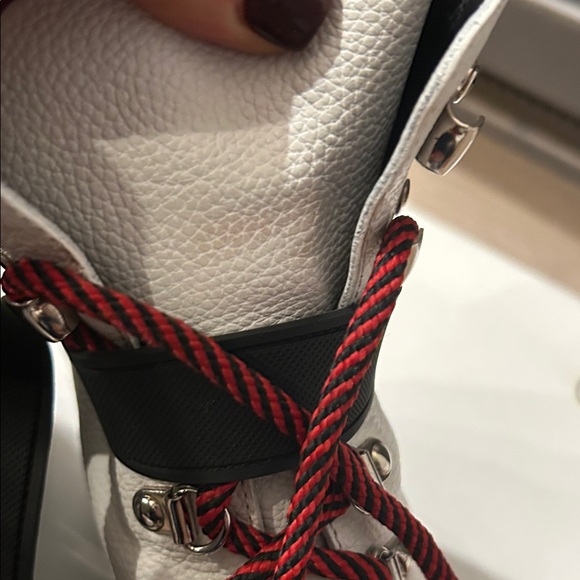 VG Moncler Women's Lace-Up Boots in White and Black with Red Accents (sz39.5) - Picture 11 of 12